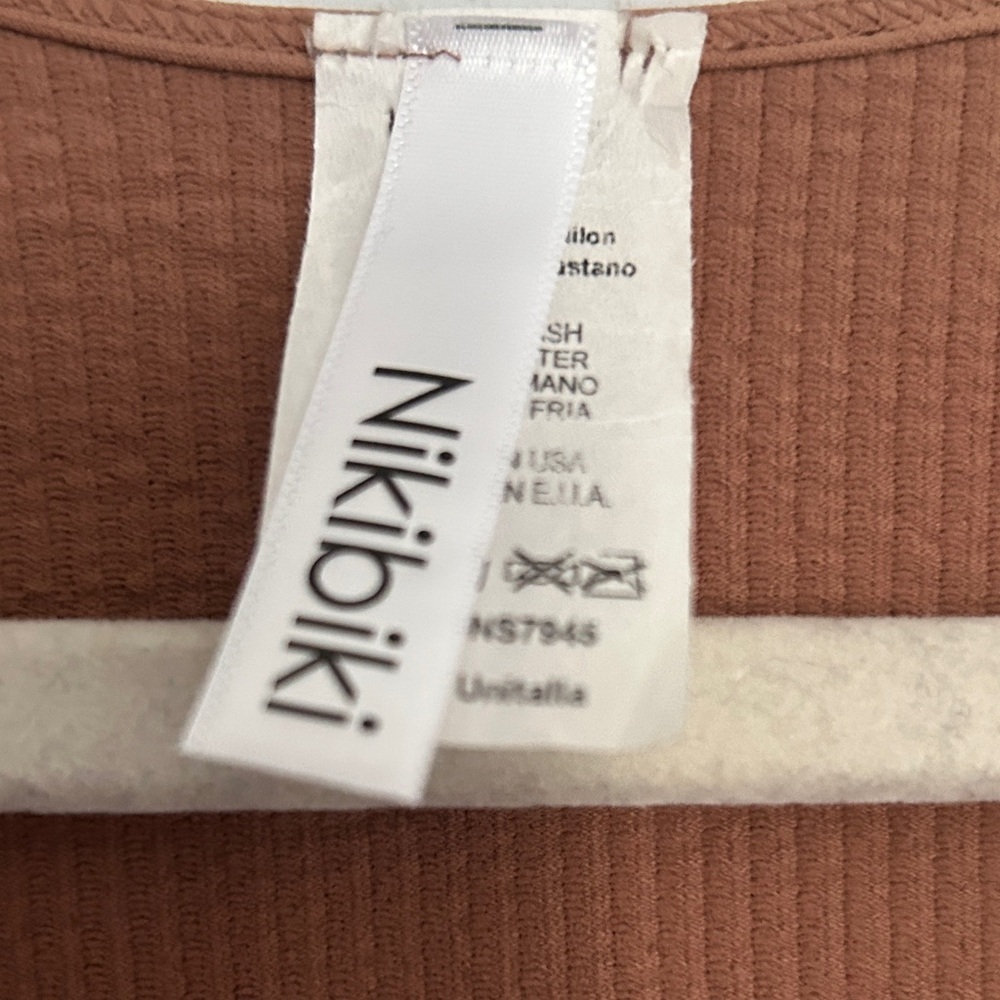 Brown Ribbed soft NIKIBINI 3/4 sleeve  bodysuit - Picture 3 of 5